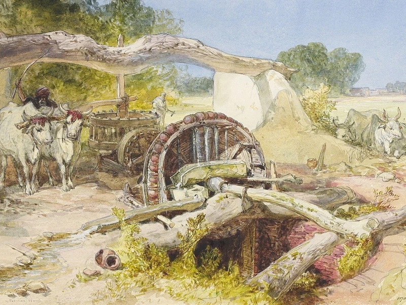 1823-William Simpson - Ruota persiana vicino ad Amritsar